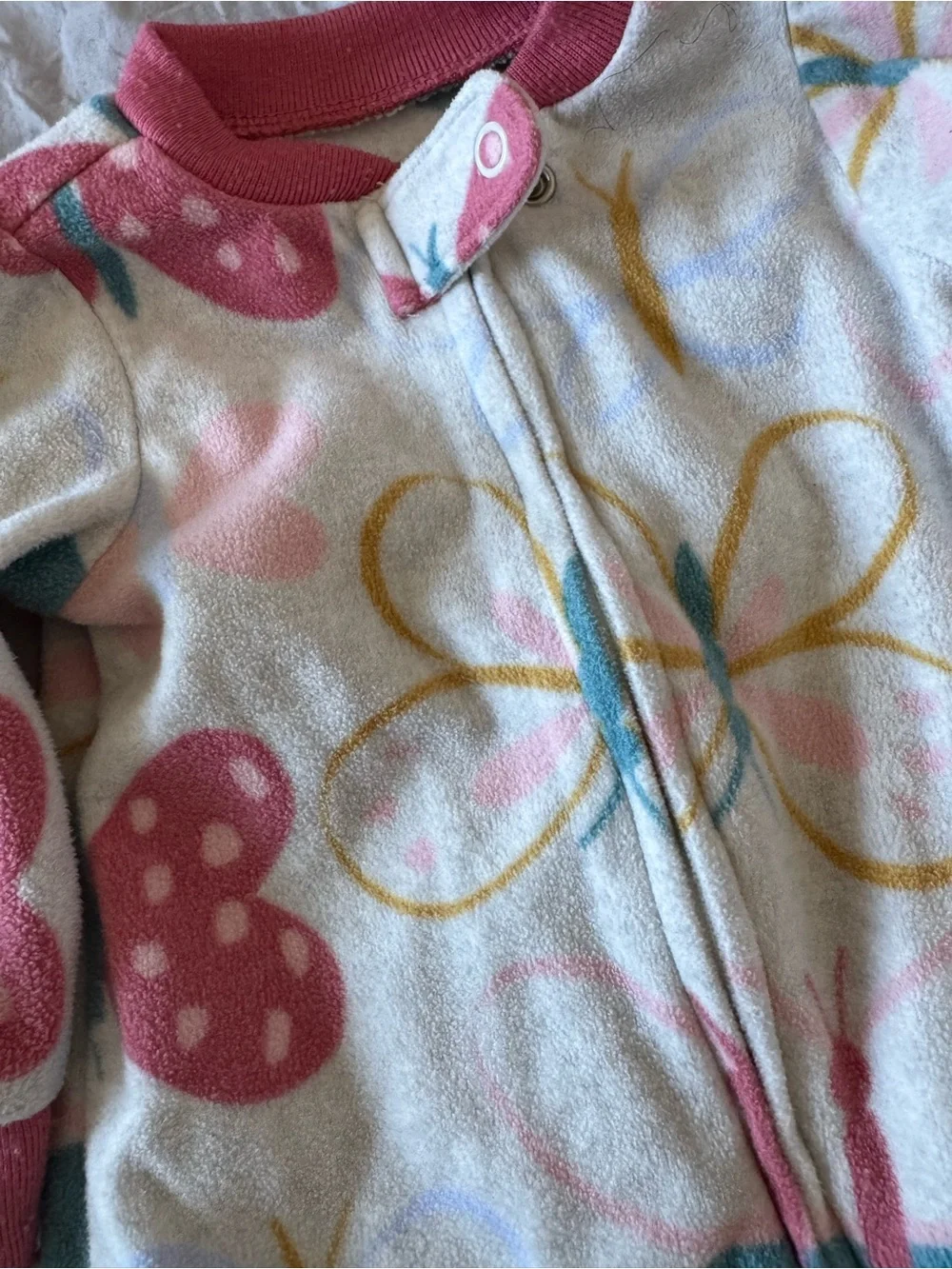 Carter's Pink and Teal Butterfly Fleece Footed Pajamas